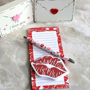 Handcrafted DTF Wrapped 💋🩷1 Pen with 1 magnetic notepad 1 💋Sticky Notepad